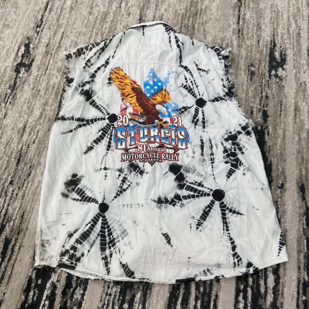 Biker Design Sturgis 2021 Denim Motorcycle Rally Sz 4XL Sleeveless‎ Fringe